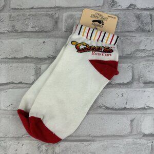 For Bare Feet Adult Medium Socks Cheers Boston White Red New With Tags